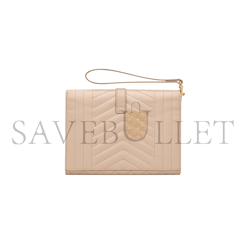 YSL ENVELOPE FLAP POUCH IN MIX MATELASSÉ GRAIN DE POUDRE LEATHER 651030BOW912721 (21*16*3cm)